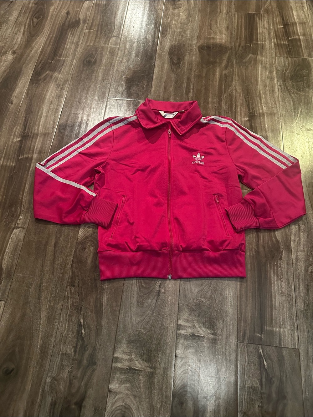 Adidas Originals Firebird Track Jacket Pink Silver Varsity with White Stripes M